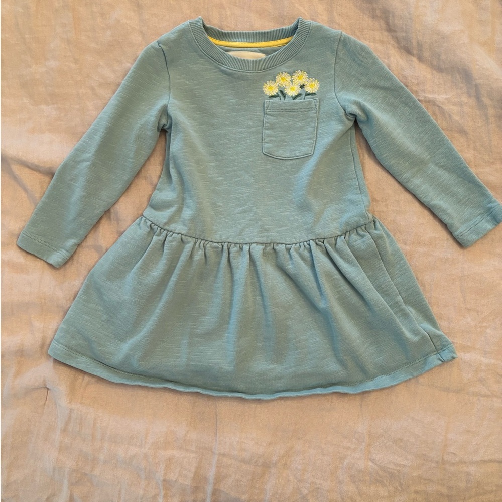 Mini Boden Embroidered Flowers Sweatshirt Dress / Size 2-3Y